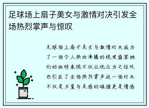 足球场上扇子美女与激情对决引发全场热烈掌声与惊叹